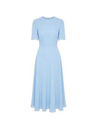 Post Meridiem Rhinestone-embellished Chiffon Midi Dress In Blue