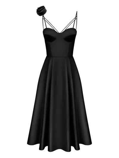 Post Meridiem Rose-detail Corset Midi Dress