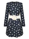 Post Meridiem Rose-print Belted Mini Dress