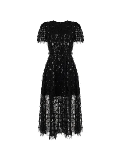 Post Meridiem Round-neck Midi Dress In Black