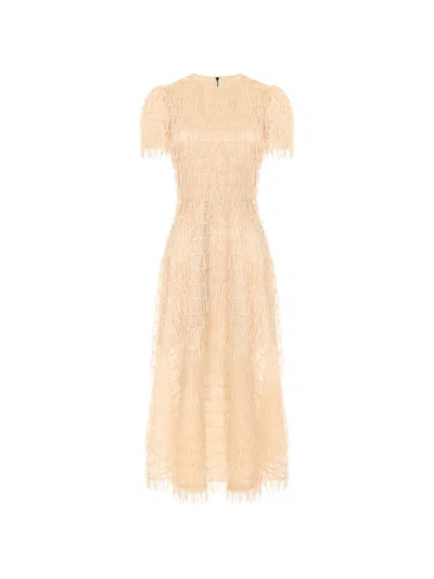 Post Meridiem Round-neck Midi Dress In Neutral