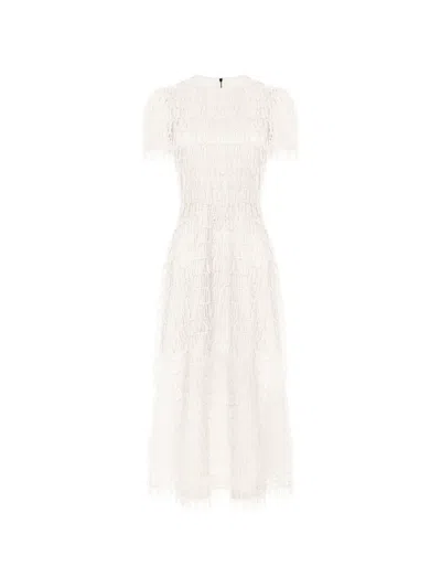 Post Meridiem Round-neck Midi Dress In White