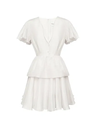 Post Meridiem Ruffled Mini Dress In White