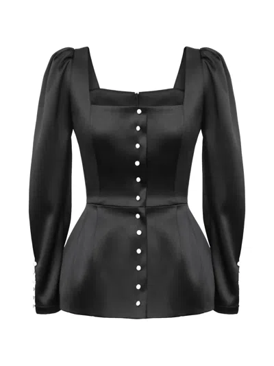 Post Meridiem Satin Top In Black