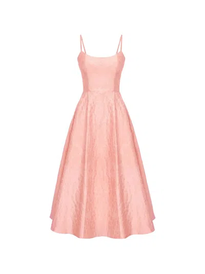 Post Meridiem Scoop-neck Corset-style Midi Dress In Pink