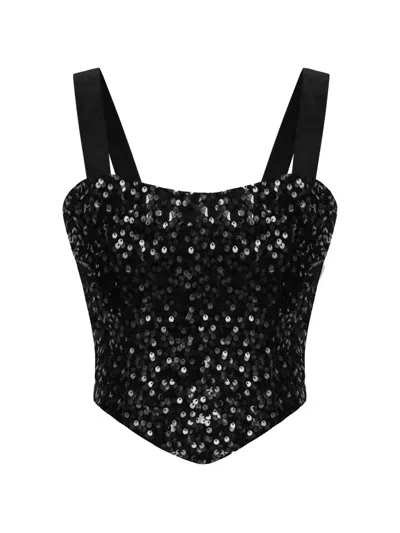 Post Meridiem Sequin-embellished Corset Top In Black