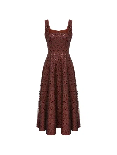 Post Meridiem Sequin-embellished Maxi Dress In Brown
