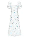 Post Meridiem Square Neck Floral Dress In White