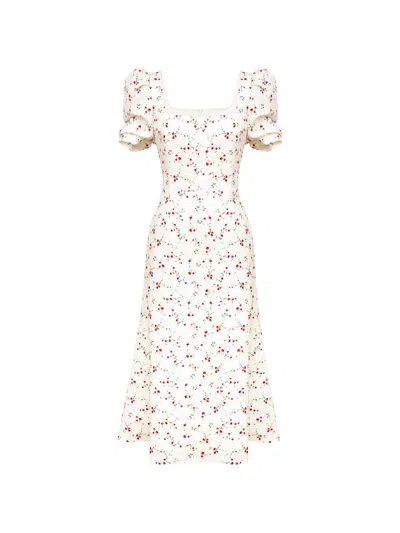 Post Meridiem Square-neck Midi Dress In White