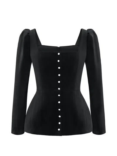 Post Meridiem Square-neck Top In Black