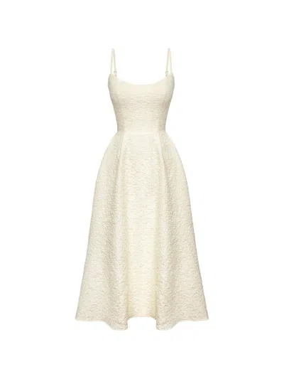 Post Meridiem Strapless Midi Dress In Neutral