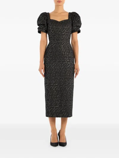 Post Meridiem Sweetheart-neck Midi Dress In Black