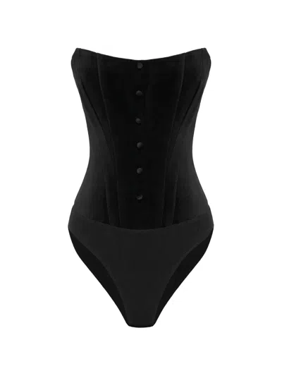 Post Meridiem Velvet Corset In Blue