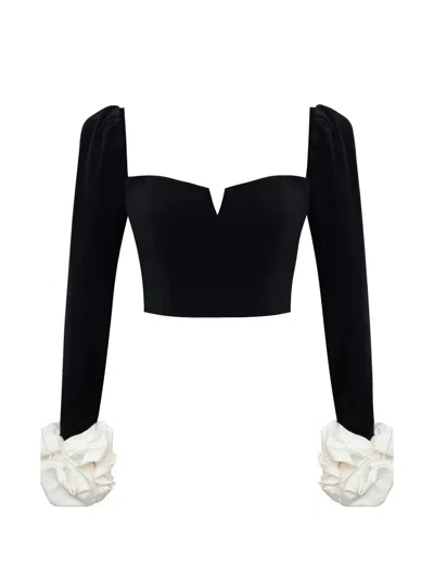 Post Meridiem Velvet Top In Black