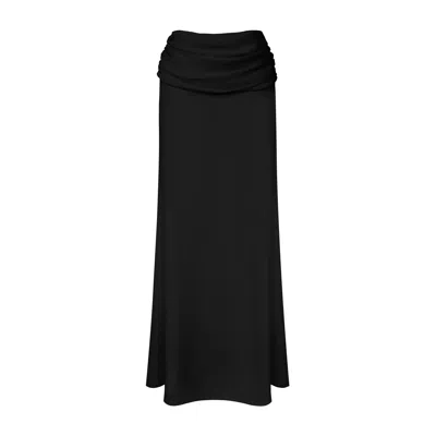 Post Meridiem Draped Chiffon Maxi Skirt In Black