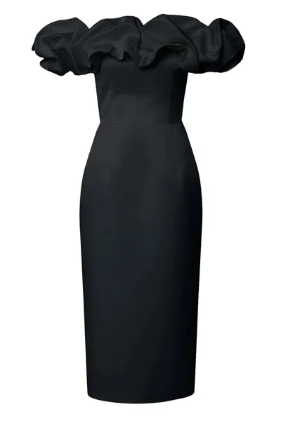 Post Meridiem Women's Black Meringue Midi Dress