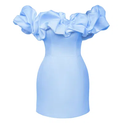 Post Meridiem Meringue Ruffled Mini Dress In Blue