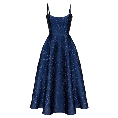 Post Meridiem Jacquard Corset-bustier Midi Dress In Blue