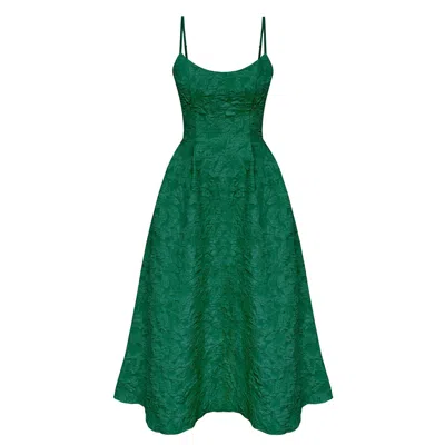Post Meridiem Women's Dark-green Jacquard Fitted Corset Bustier Dress