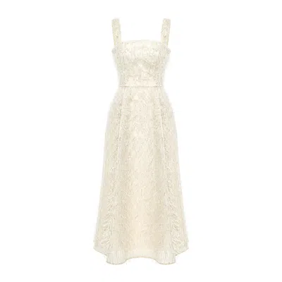 Post Meridiem Women's Gold Pleated Corset Midi Dress In Neutral