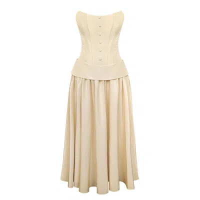 Post Meridiem Women's Neutrals Cream Buttoned Corset And Lapel Skirt In Brown
