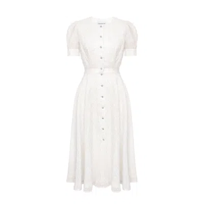 Post Meridiem Buttoned Midi Dress In White