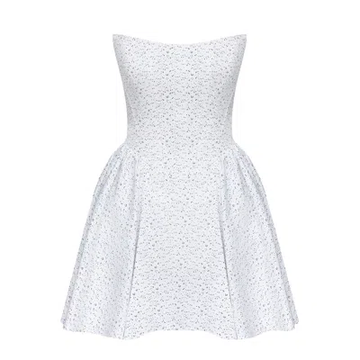 Post Meridiem Women's White Tuck Corset Mini Dress