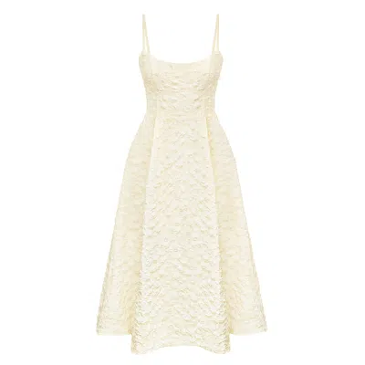 Post Meridiem Women's Yellow Lemon Jacquard Fitted Corset Bustier Dress