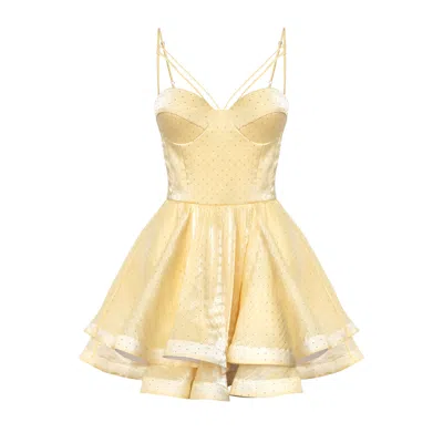 Post Meridiem Rhinestone-embellished Bustier Mini Dress In Yellow