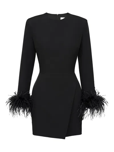 Post Meridiem Wrap Feather-sleeve Mini Dress