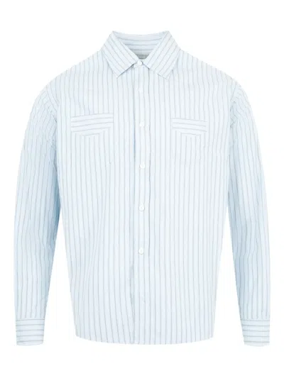 Post O'alls Striped Pocket Shirt In Blue