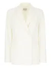 Post Scriptum Double-breasted Button Blazer In White