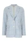 Post Scriptum Pinstripe Single-breasted Blazer In Blue