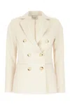 Post Scriptum Stripe-pattern Double-breasted Blazer In Neutral