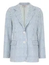 Post Scriptum Pinstripe Single-breasted Blazer In Blue