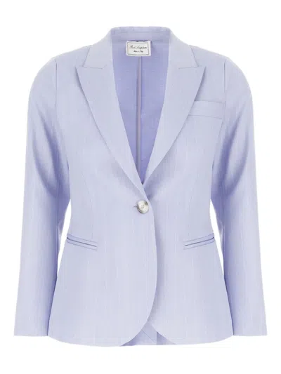 Post Scriptum Pinstriped Blazer In Purple
