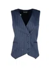 Post Scriptum Pinstripe-pattern Double-breasted Waistcoat In Blue