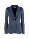Post Scriptum Pinstripe-pattern Peak-lapels Blazer In Blue
