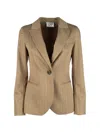 Post Scriptum Pinstripe-pattern Single-breasted Blazer In Neutral