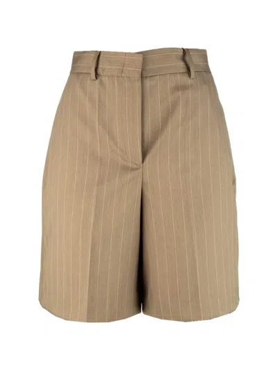 Post Scriptum Pinstripe-pattern Tailored Shorts In Brown