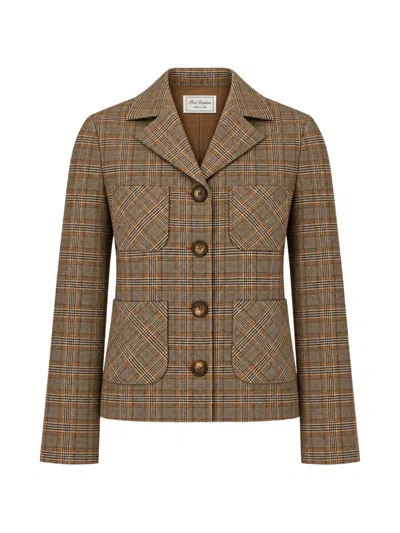 Post Scriptum Sequin-embellished Prince Of Wales Check Jacket In Brown