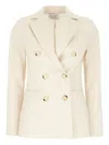 Post Scriptum Stripe-pattern Double-breasted Blazer In Neutral