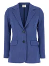 Post Scriptum Two-button Linen Blazer In Blue