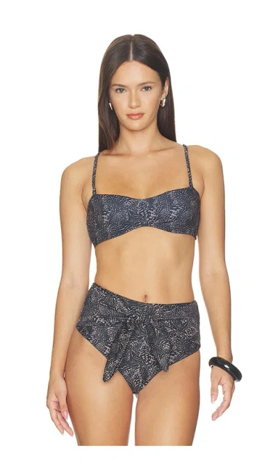 Post Swim Joyce Bandeau Bikini Top In Quiet Leopard