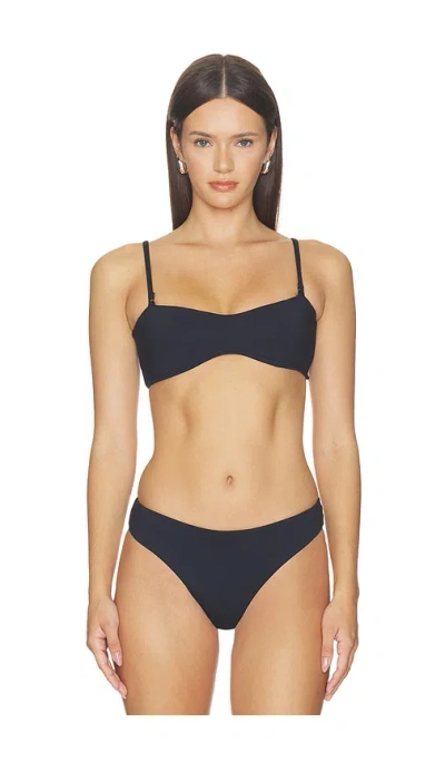 Post Swim Joyce Strap Bandeau Top In Brave Black