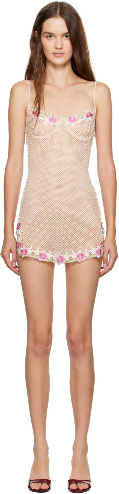 Poster Girl Beige Peony Minidress In Sand