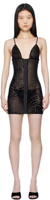 Poster Girl Black Doll Zebra Print Minidress In Black Zebra