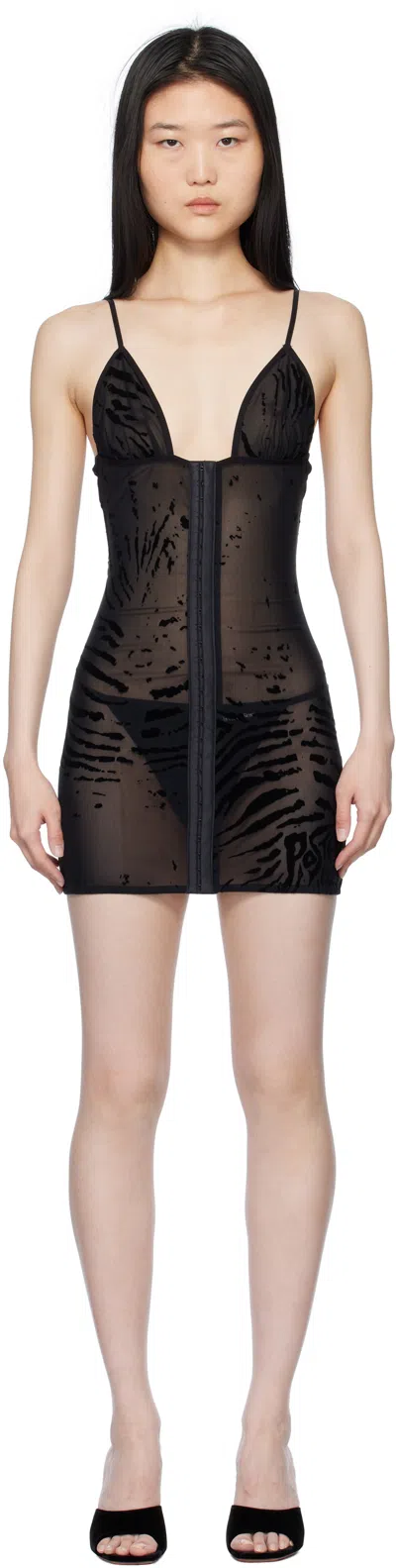 Poster Girl Black Doll Zebra Print Minidress In Black Zebra
