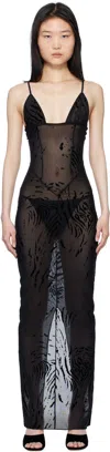 Poster Girl Black Hun Zebra Print Maxi Dress In Black Zebra