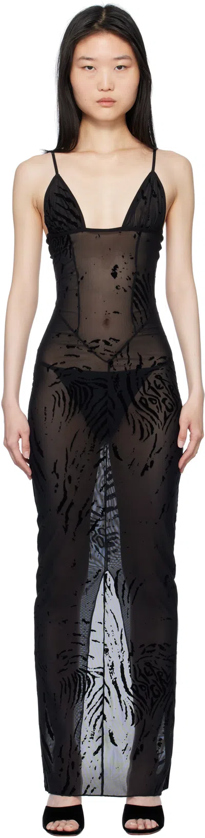 Poster Girl Black Hun Zebra Print Maxi Dress In Black Zebra